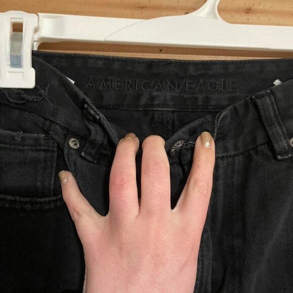 Black Distressed Denim Mom Jeans - Picture 3 of 4